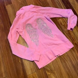 Vintage Victoria's Secret Hoodie w Gold and Silver Rhinestone Angel Wings